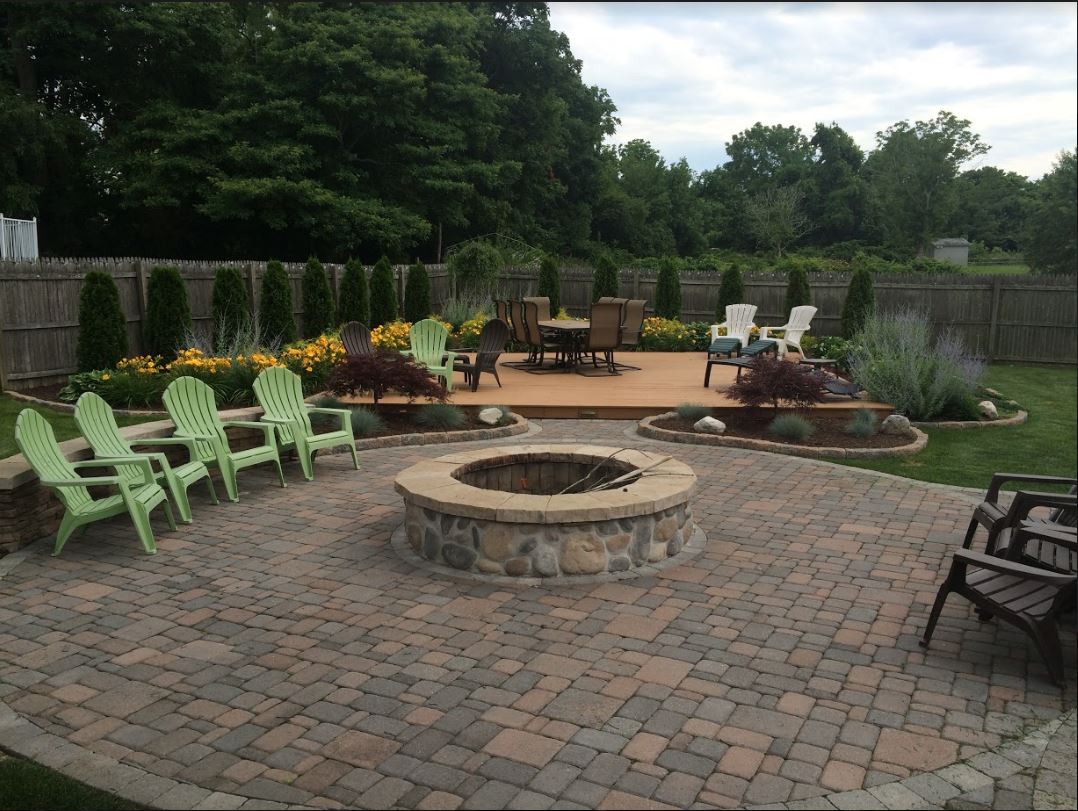 Paver patio design and installation at By The Yard Landscaping LLC in Little Egg Harbor Township, New Jersey