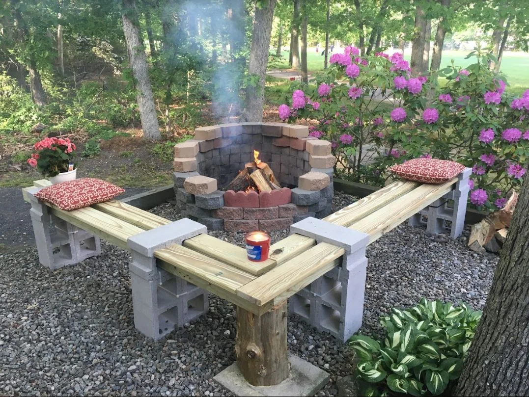 Landscape firepit design By The Yard Landscaping LLC in Little Egg Harbor Twp. New Jersey